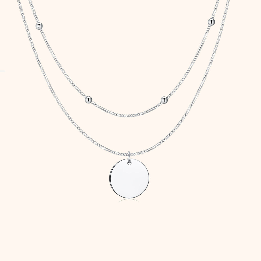 Double Medallion Necklace - Amélie-Silver-The Livary