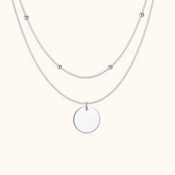 Double Medallion Necklace - Amélie-Silver-The Livary