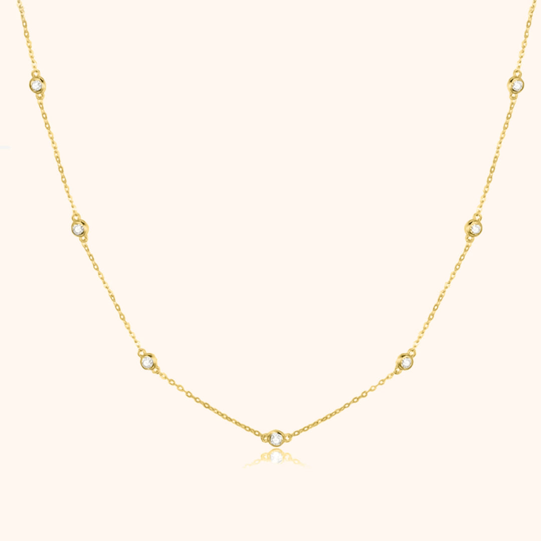 Stylish Zirconia Necklace - Elara-Gold-The Livary