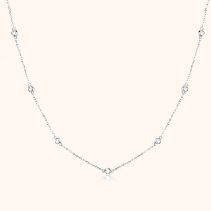 Stylish Zirconia Necklace - Elara-Silver-The Livary