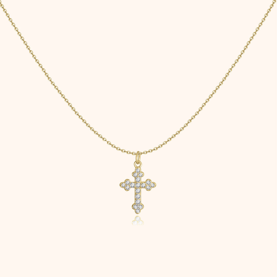 Stylish Necklace with Cross - Clémence-Gold-The Livary