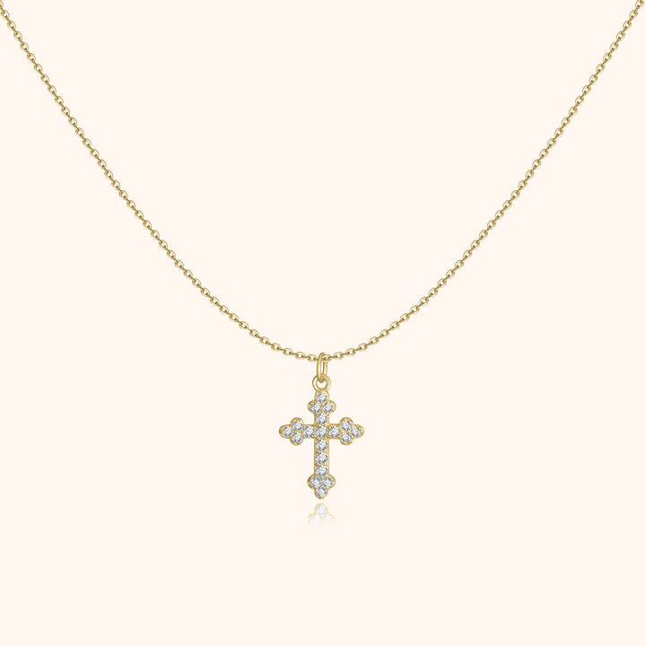 Stylish Necklace with Cross - Clémence-Gold-The Livary