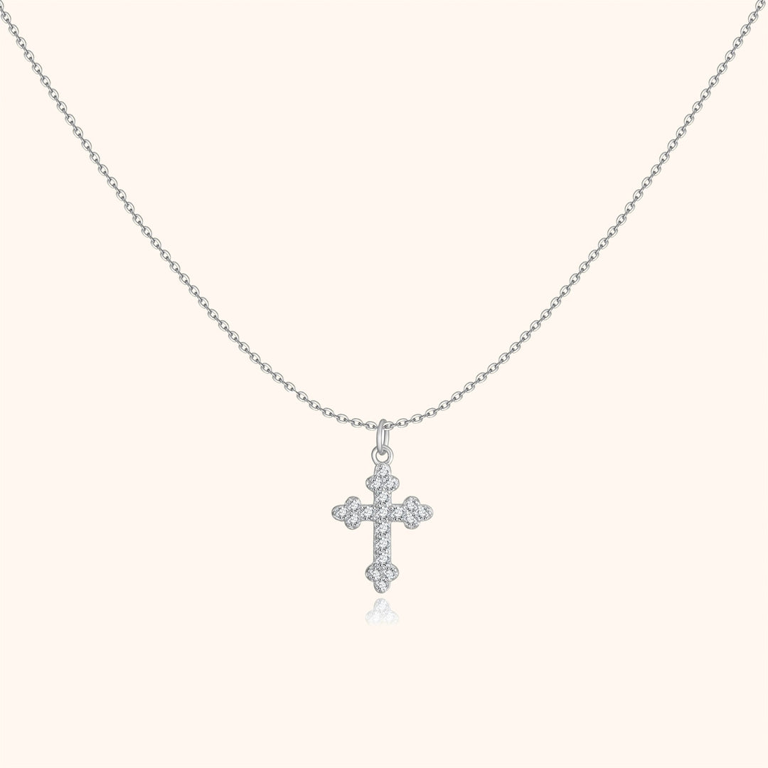 Stylish Necklace with Cross - Clémence-Silver-The Livary