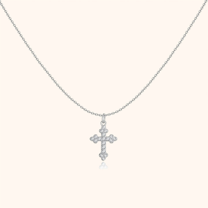 Stylish Necklace with Cross - Clémence-Silver-The Livary