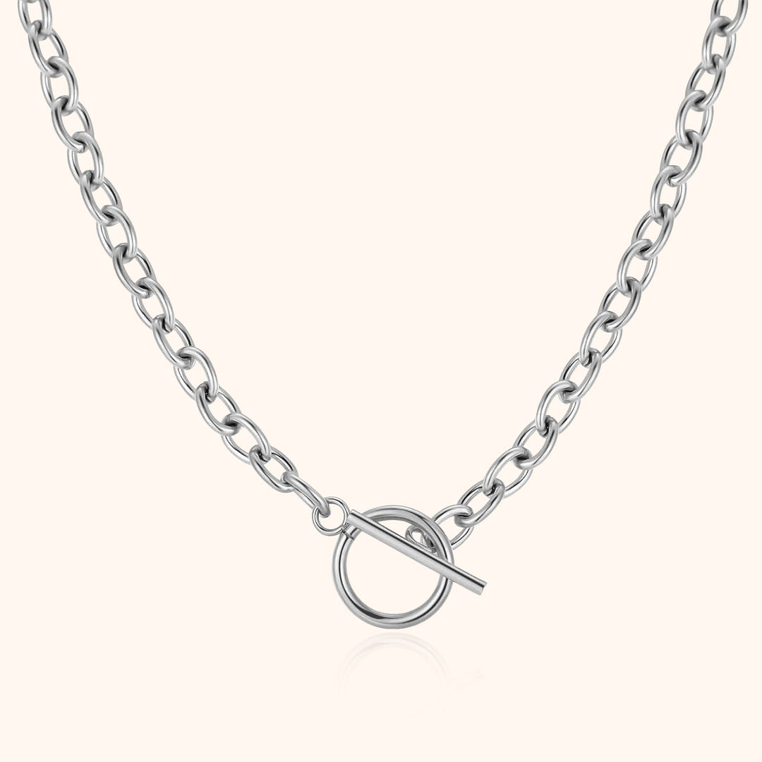 Subtle Necklace with Geometric Design - Noelia-Silver-The Livary