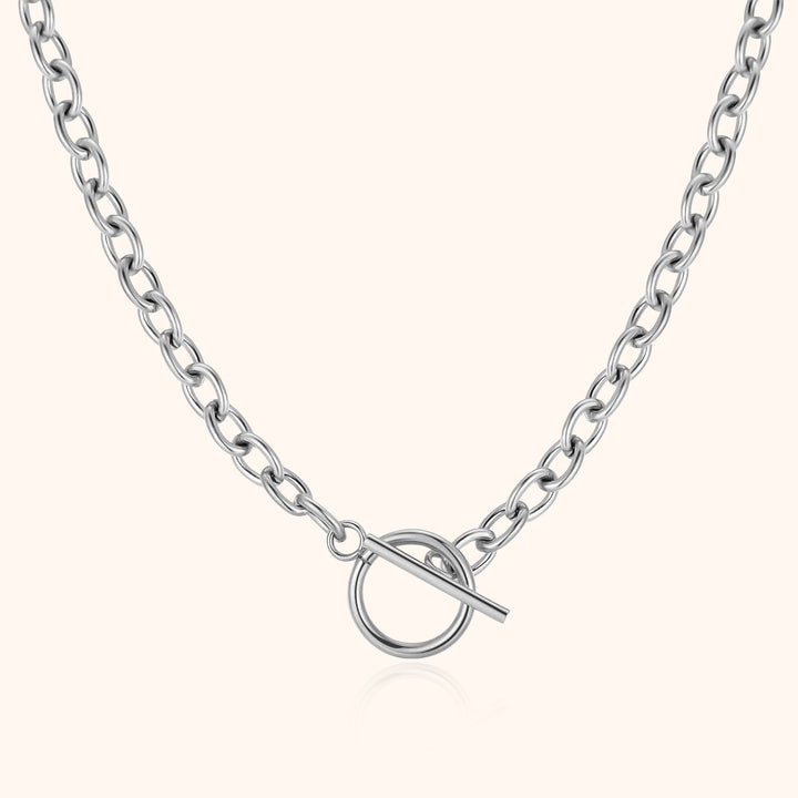 Subtle Necklace with Geometric Design - Noelia-Silver-The Livary