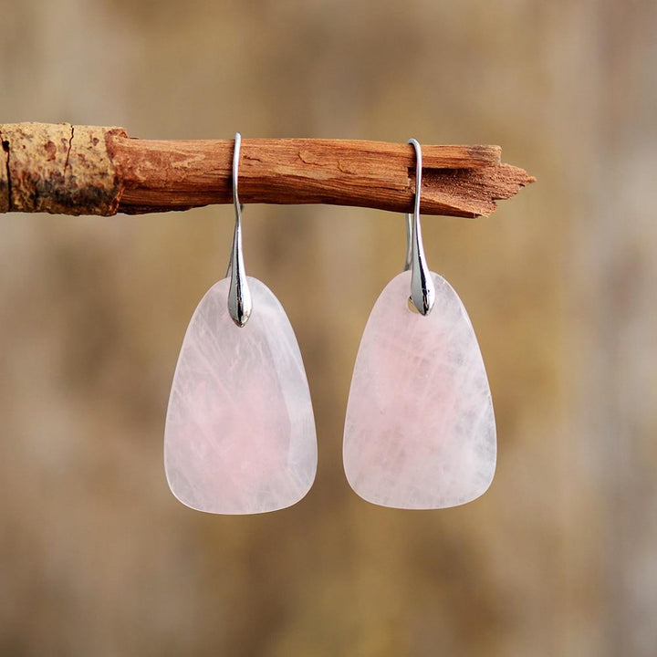 Aura Rose Quartz Protection Earrings - Ameline-The Livary