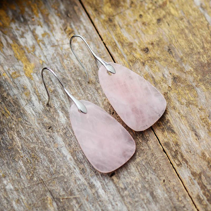 Aura Rose Quartz Protection Earrings - Ameline-The Livary