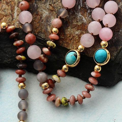 Rose Quartz and Amazonite Protection Necklace - Livia-The Livary