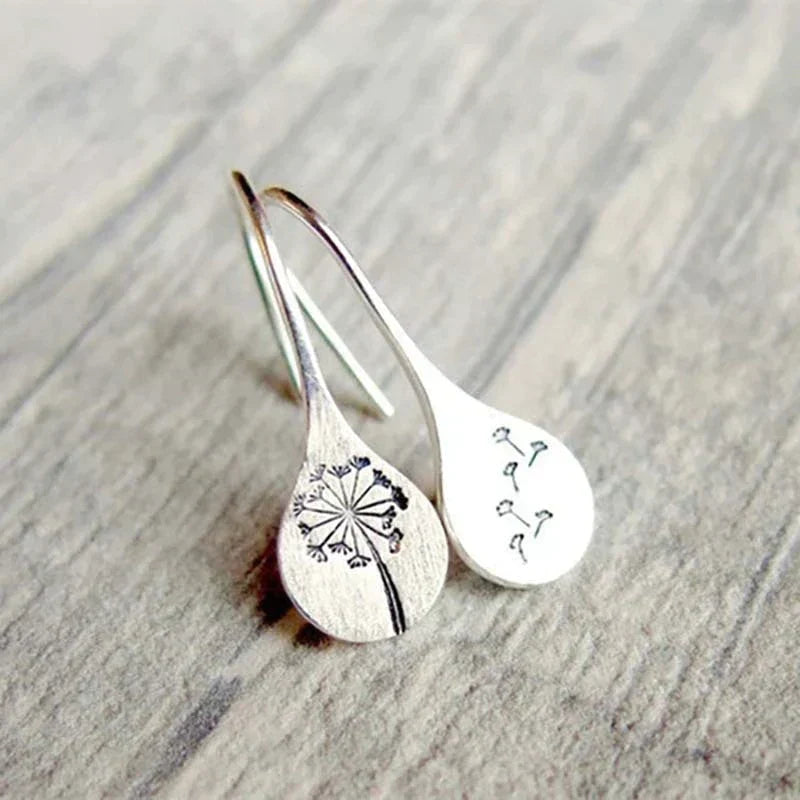 Silver Dandelion Earrings - Amira-The Livary