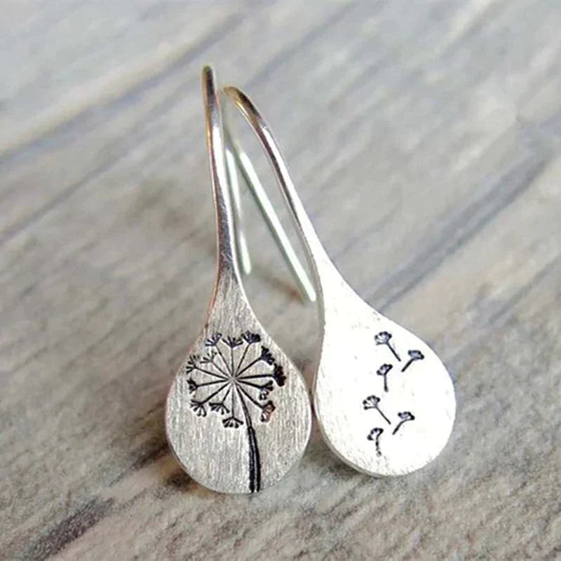 Silver Dandelion Earrings - Amira-The Livary