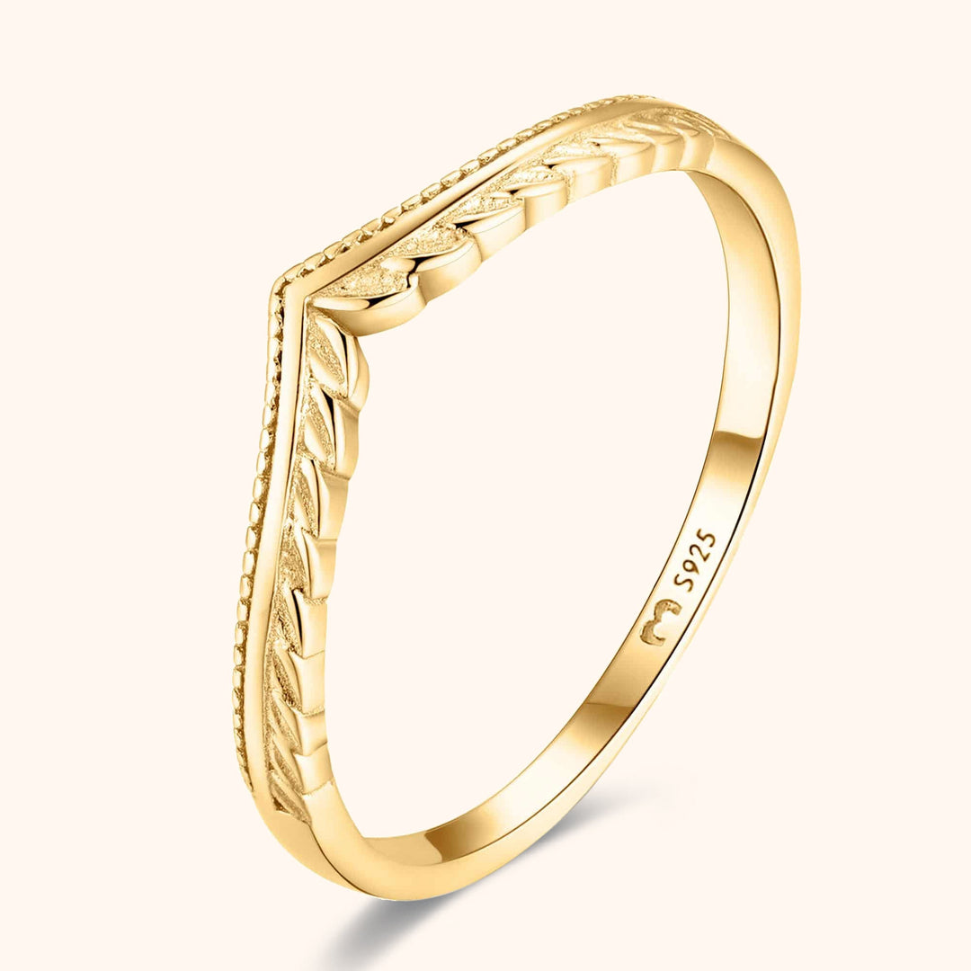 Stylish Leaf Pattern Ring - Vera-Gold-5-The Livary