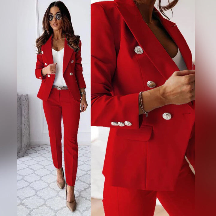 Trendy Blazer and Trouser Set - Isabella-Red (Sold Out!)-S-The Livary