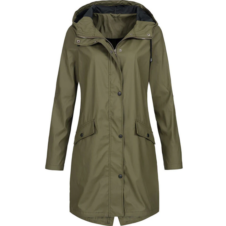 Waterproof Long Ladies' Raincoat - Luna-Green-S-The Livary