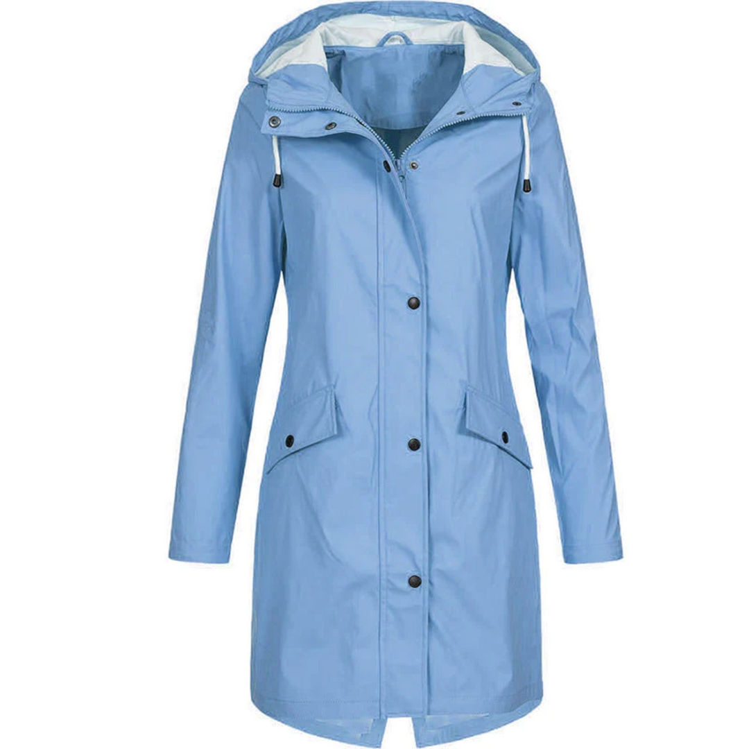 Waterproof Long Ladies' Raincoat - Luna-Blue-S-The Livary
