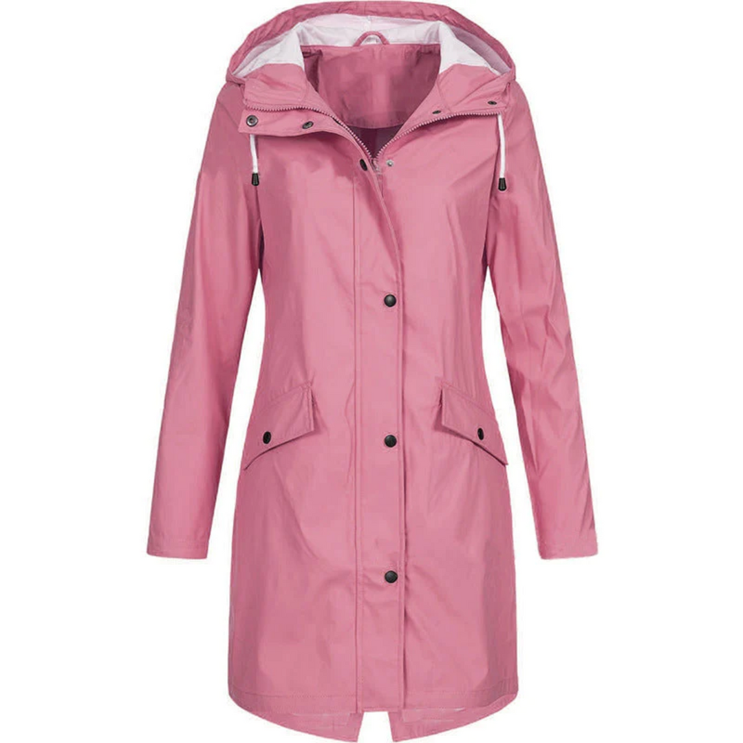 Waterproof Long Ladies' Raincoat - Luna-Pink-S-The Livary