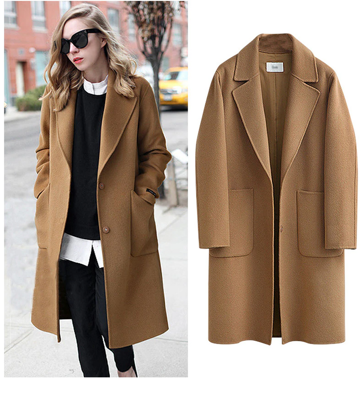 Stylish Long Women's Coat - Sophia-Brown-M-The Livary