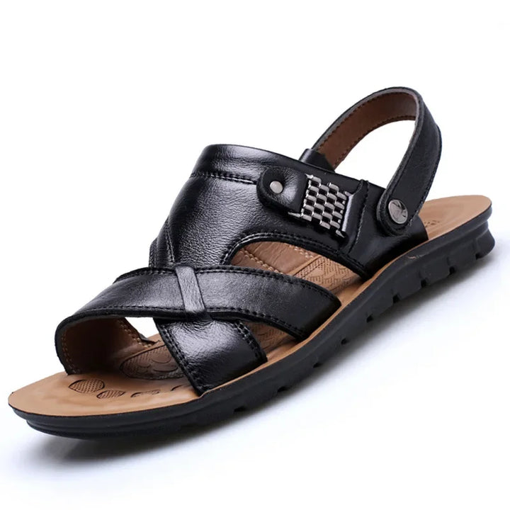 Durable & Breathable Leather Sandals for Men – Tiberius-Black-5-The Livary