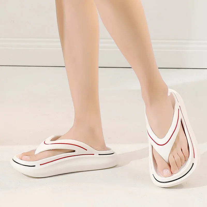 White ultra-light unisex summer slippers with memory foam sole – Jureo-6.5-The Livary