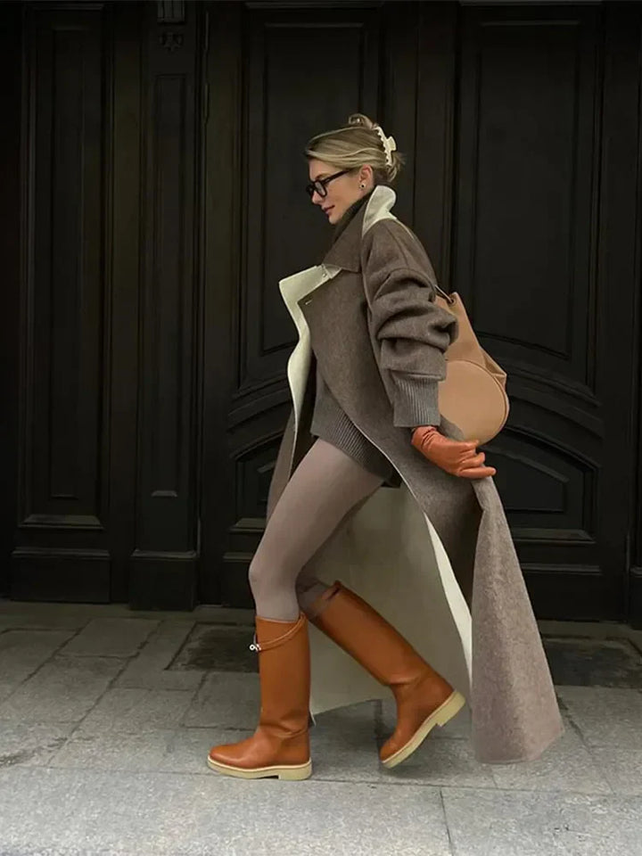 Stylish Long Wool Women's Coat - Ella-S-The Livary