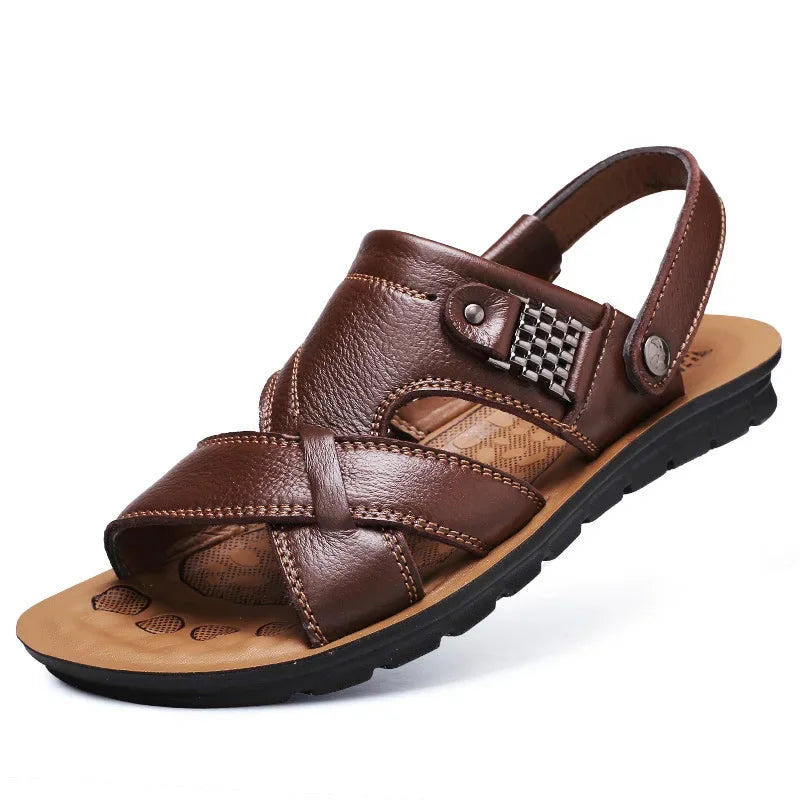 Durable & Breathable Leather Sandals for Men – Tiberius-Brown-5-The Livary