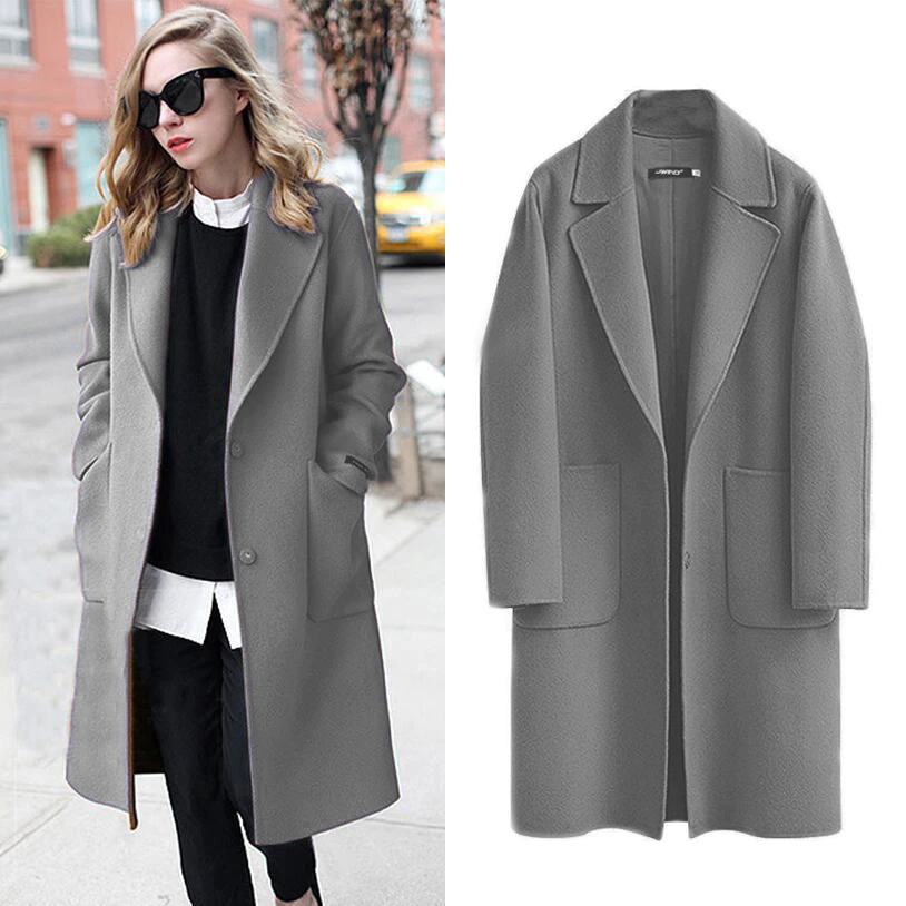 Stylish Long Women's Coat - Sophia-Gray-M-The Livary