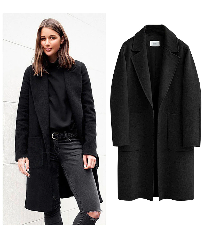 Stylish Long Women's Coat - Sophia-Black-M-The Livary
