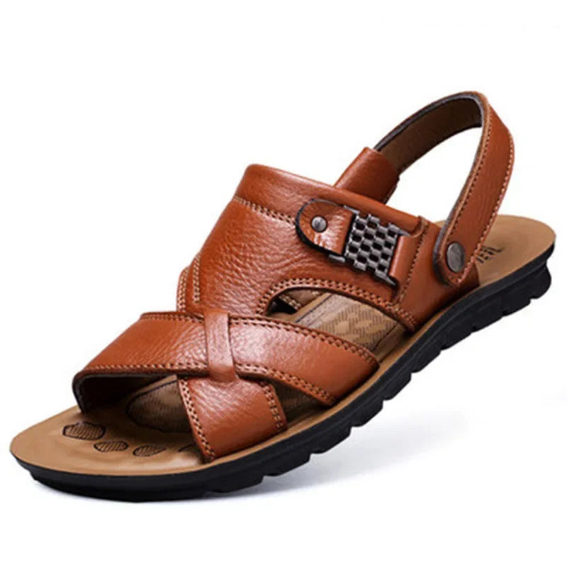 Durable & Breathable Leather Sandals for Men – Tiberius-Yellow-5-The Livary