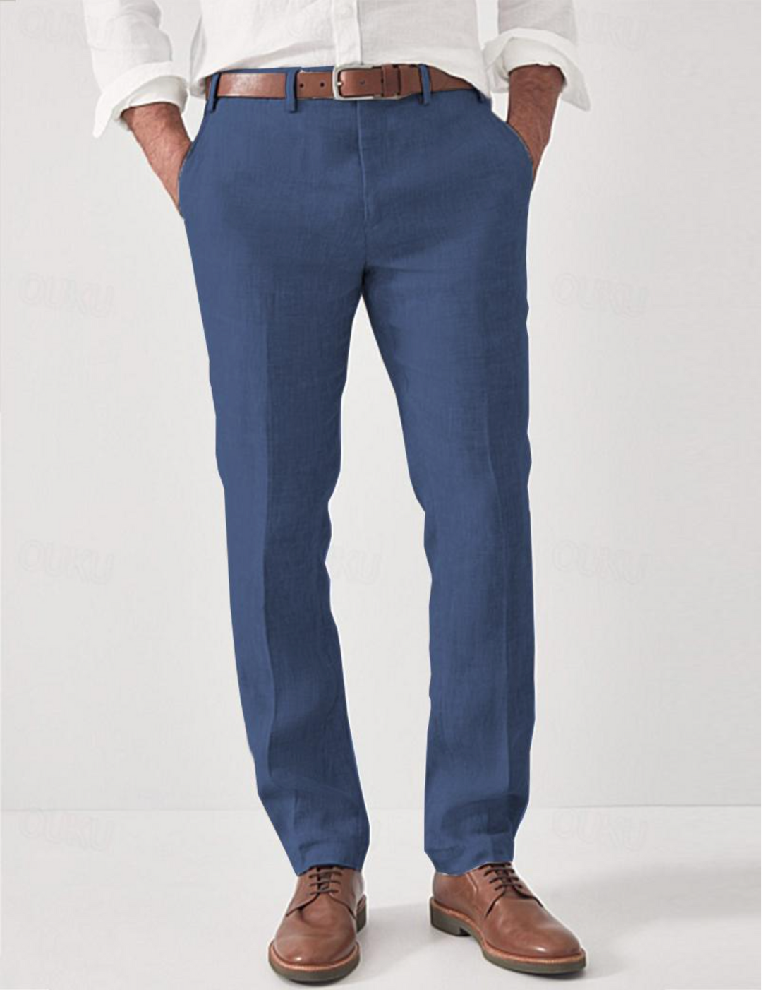 Comfortable Linen Men's Trousers – Elias-Blue-S-The Livary