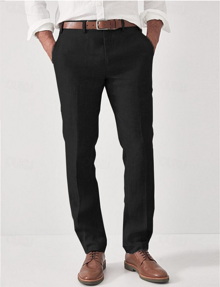 Comfortable Linen Men's Trousers – Elias-Black-S-The Livary