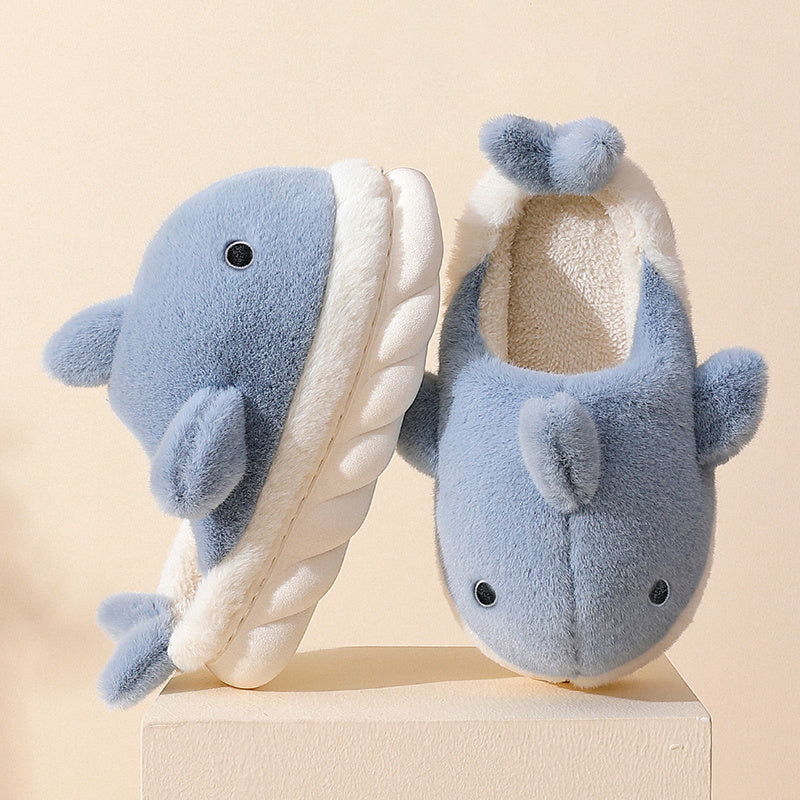 Soft Plush Shark Slippers - SnugShark-Blue-5-6-The Livary