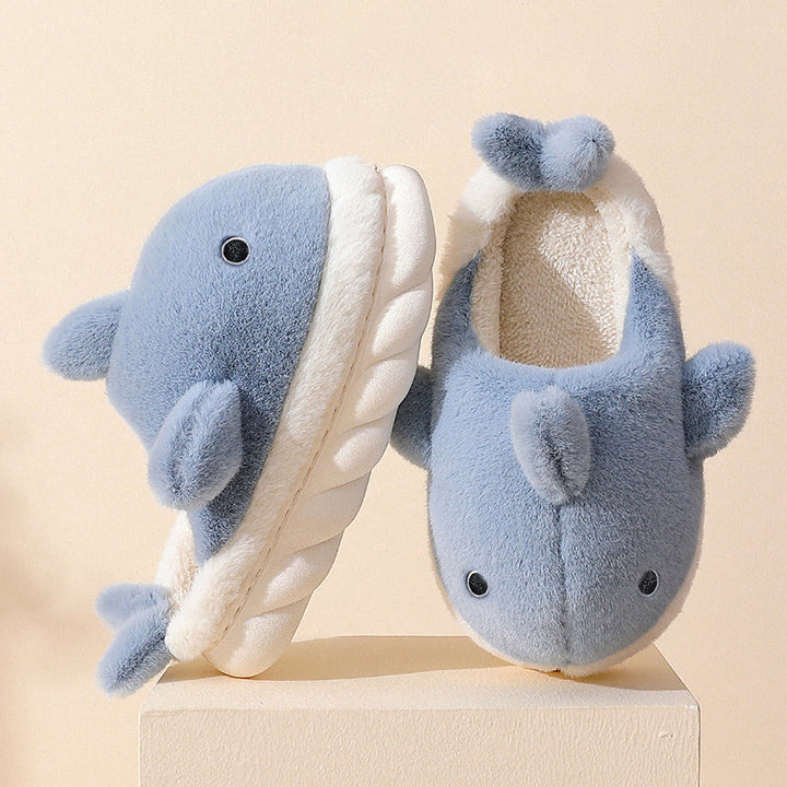 Soft Plush Shark Slippers - SnugShark-Blue-5-6-The Livary