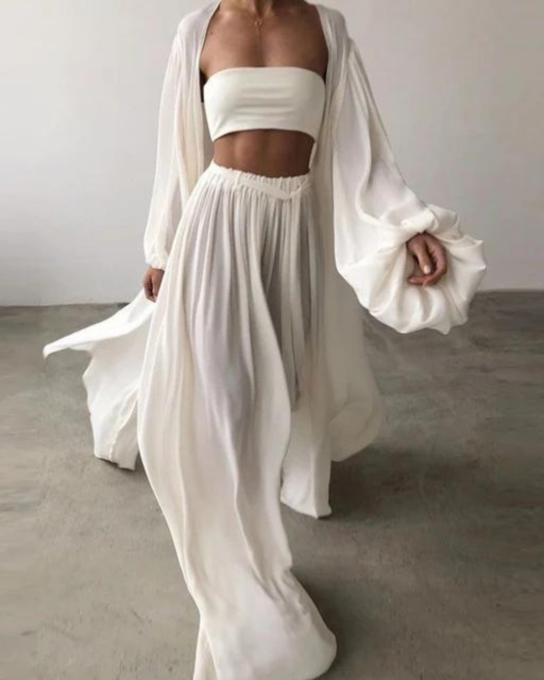 Three-piece summer outfit cotton ladies – Marla-White-S-The Livary