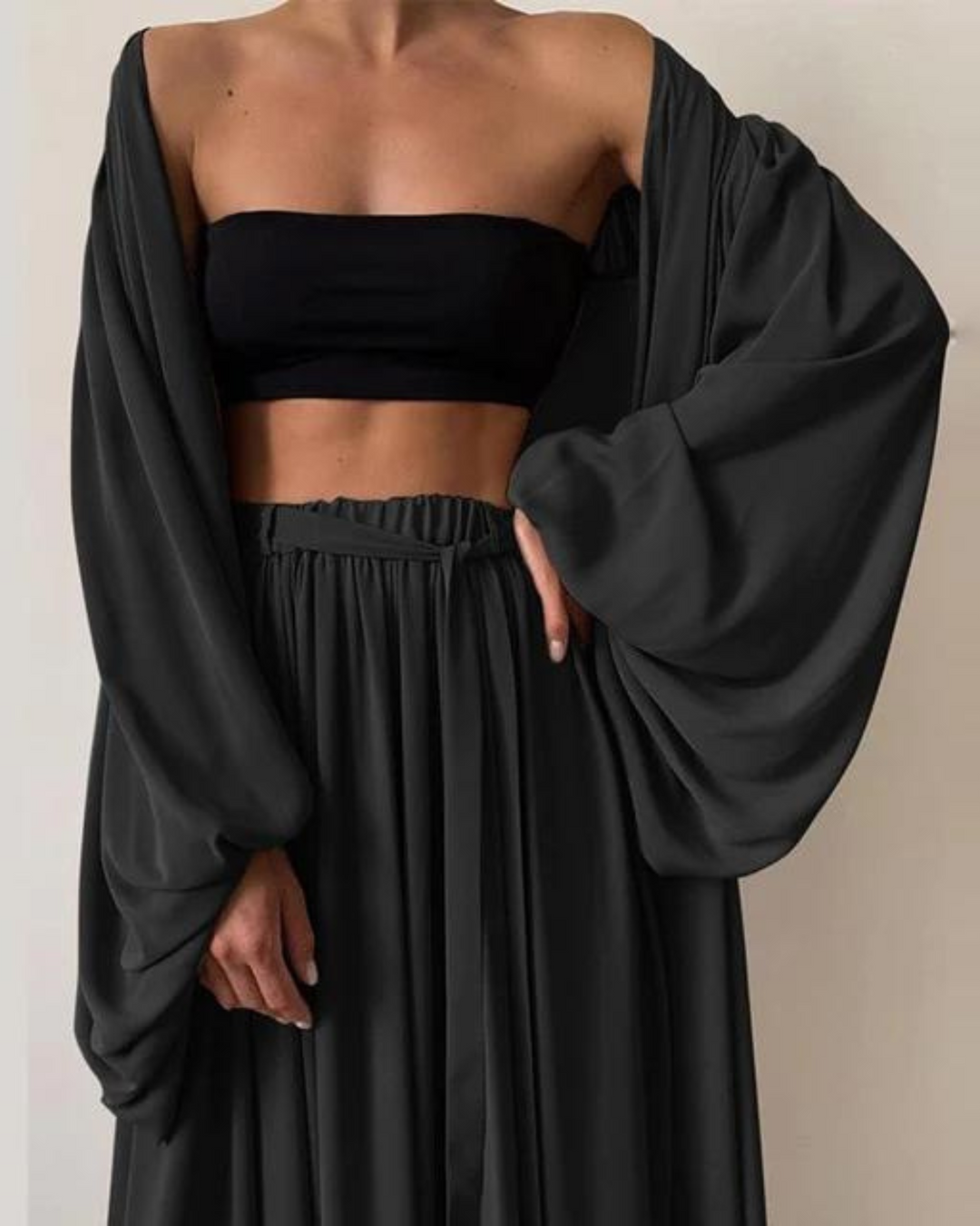 Three-piece summer outfit cotton ladies – Marla-Black-S-The Livary