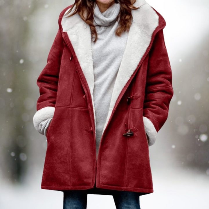Stylish Suede Fleece Jacket for Women - Camilla-Bordeaux red-S-The Livary