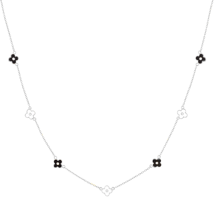 Delicate Flower Necklace - Lilliane-Silver-The Livary