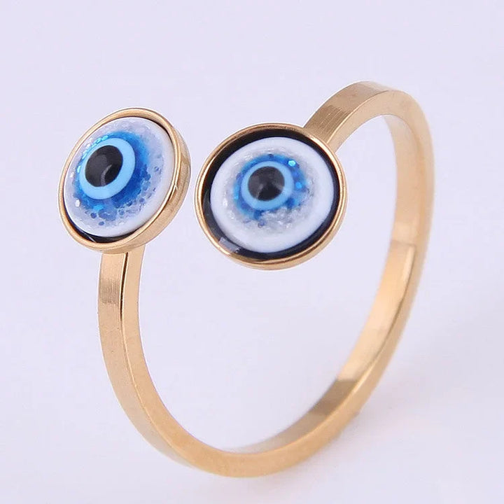 Adjustable Ring with Evil Eye - Esra-Gold-The Livary