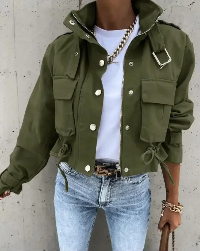 Cropped summer jacket with chic – Noëlle-Green-S-The Livary