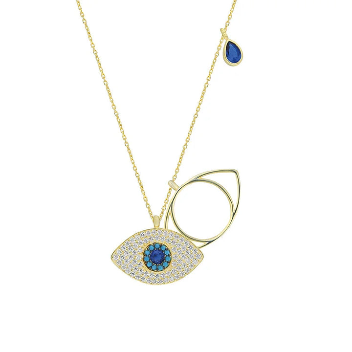 Stylish Necklace with Evil Eye - Leyla-Gold-The Livary