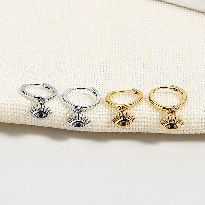 Golden/Silver Earrings with Evil Eye - Noa-Silver-The Livary