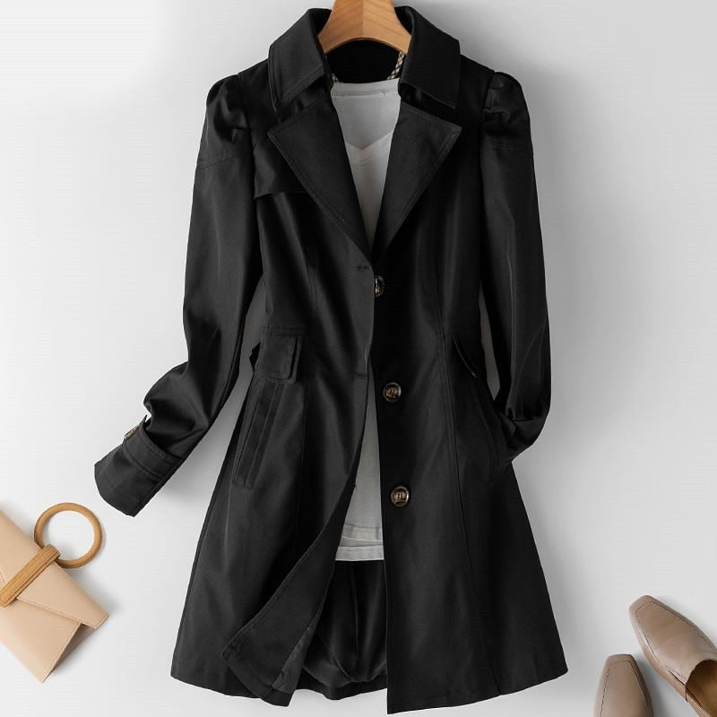 Classic Women's Trench Coat - Amelia-Black-S-The Livary