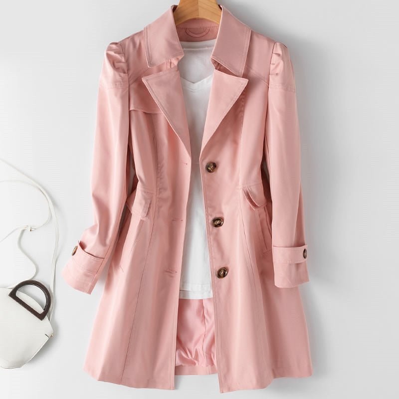 Classic Women's Trench Coat - Amelia-Pink-S-The Livary