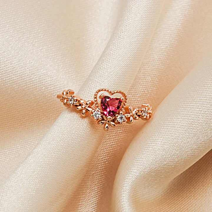 Red Crystal Love Ring - Scarlett-The Livary
