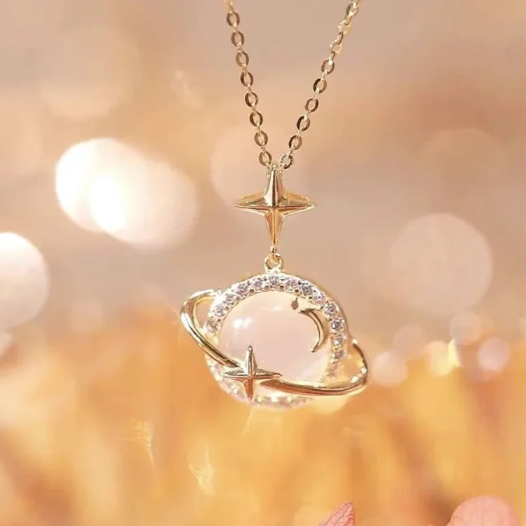 Golden Planet Necklace - Celestia-The Livary