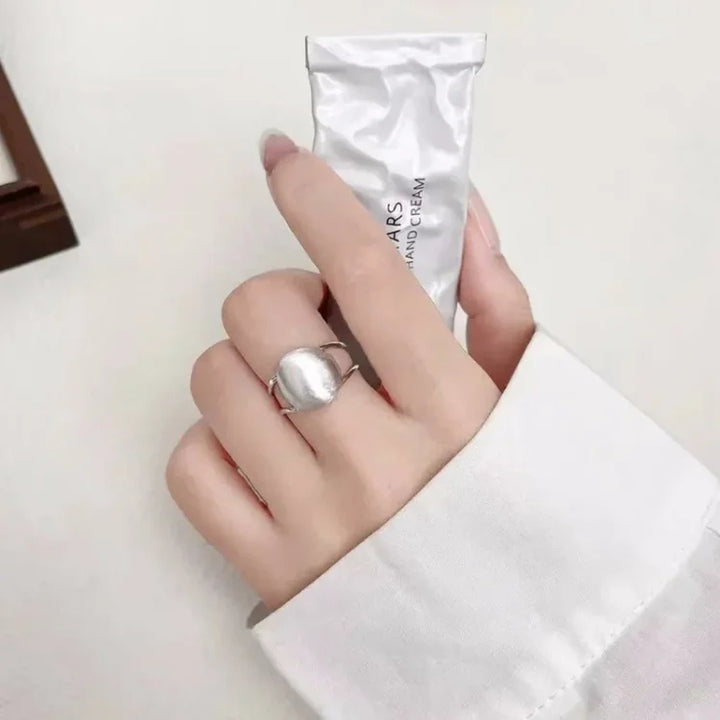 Brushed Silver Half Dome Ring - Lucienne-The Livary