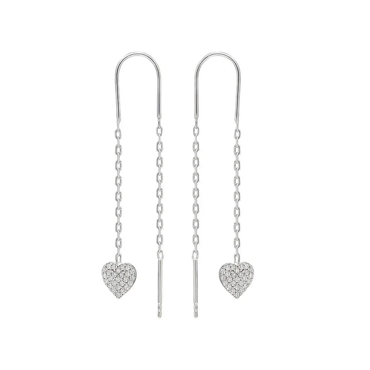 Double Heart Necklace Earrings - Valencia-Silver-The Livary