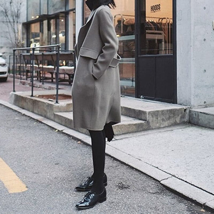 Fashionable Knee-Length Winter Coat - Elowen-Gray-XS-The Livary