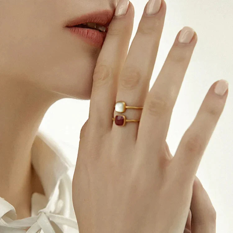 Vintage Enamel Ring - Elvira-Red-The Livary