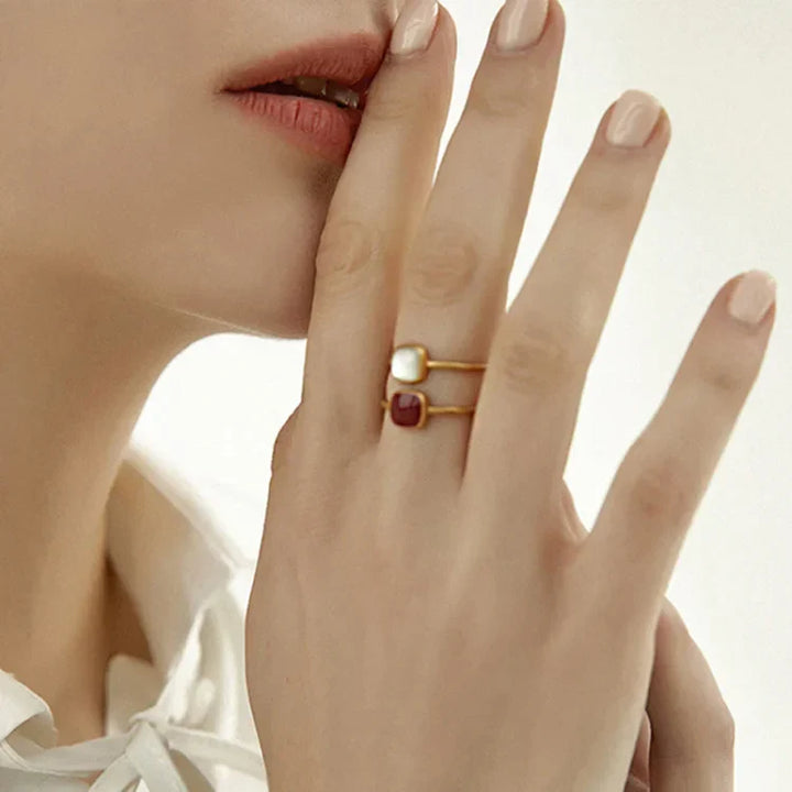 Vintage Enamel Ring - Elvira-Red-The Livary