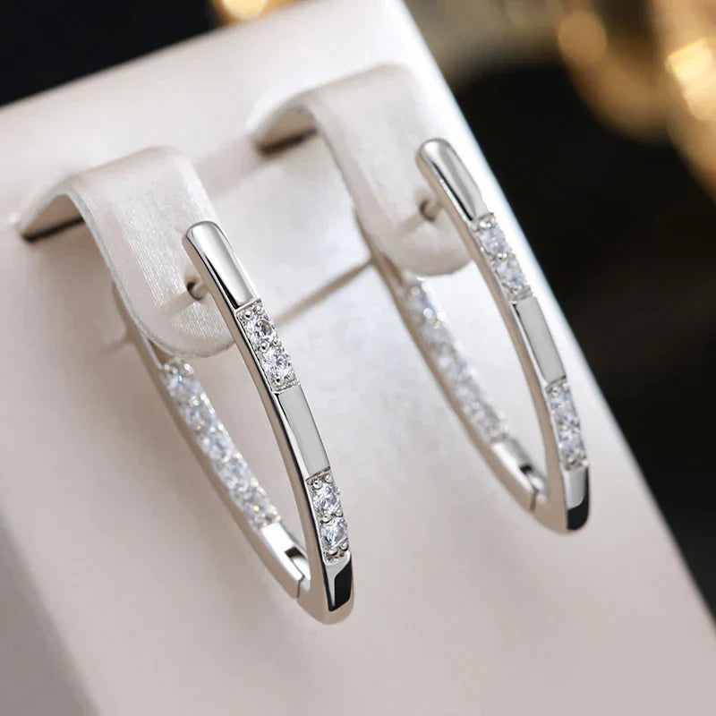 Stylish Earrings with Zirconia - Aurélie-Silver-The Livary